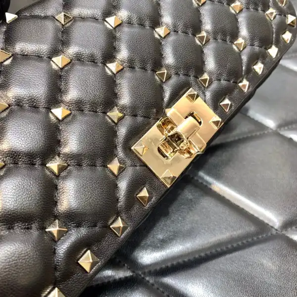 VALENTINO ROCKSTUD SPIKE SHOULDER BAG IN CRACKLE-EFFECT METALLIC 0124