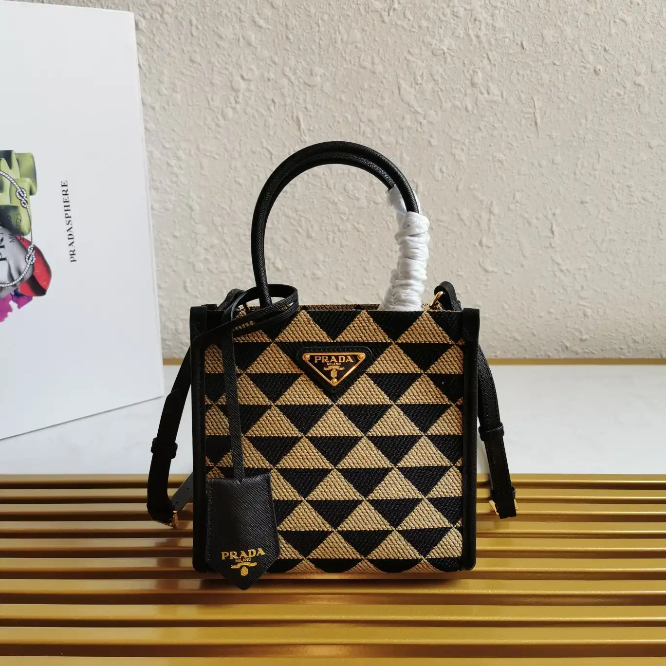 PRADA MICRO Symbole jacquard fabric handbag 0130