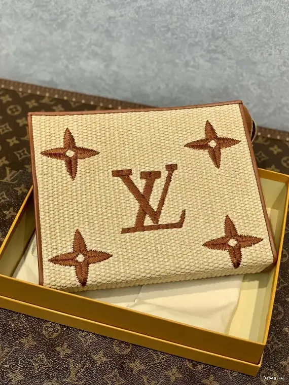 Pouch Toiletry Monogram LOUIS Raffia VUITTON 0212