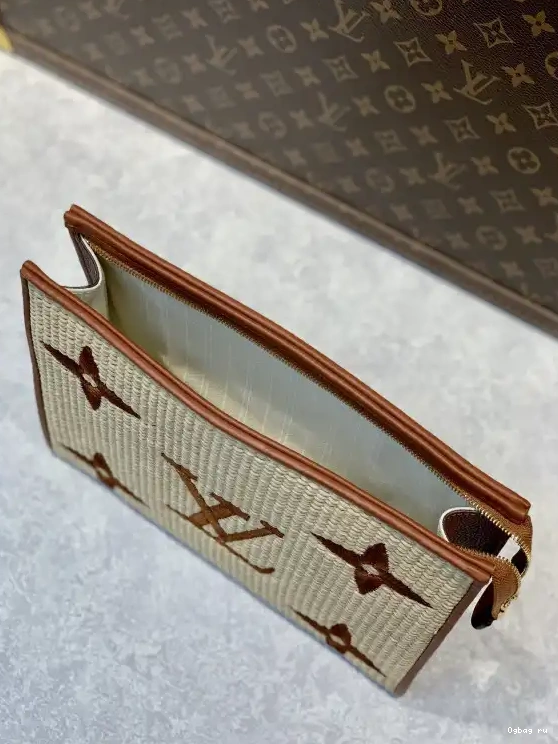 Pouch Toiletry Monogram LOUIS Raffia VUITTON 0212