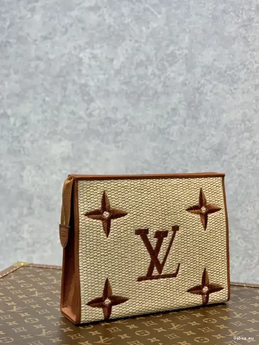 Pouch Toiletry Monogram LOUIS Raffia VUITTON 0212