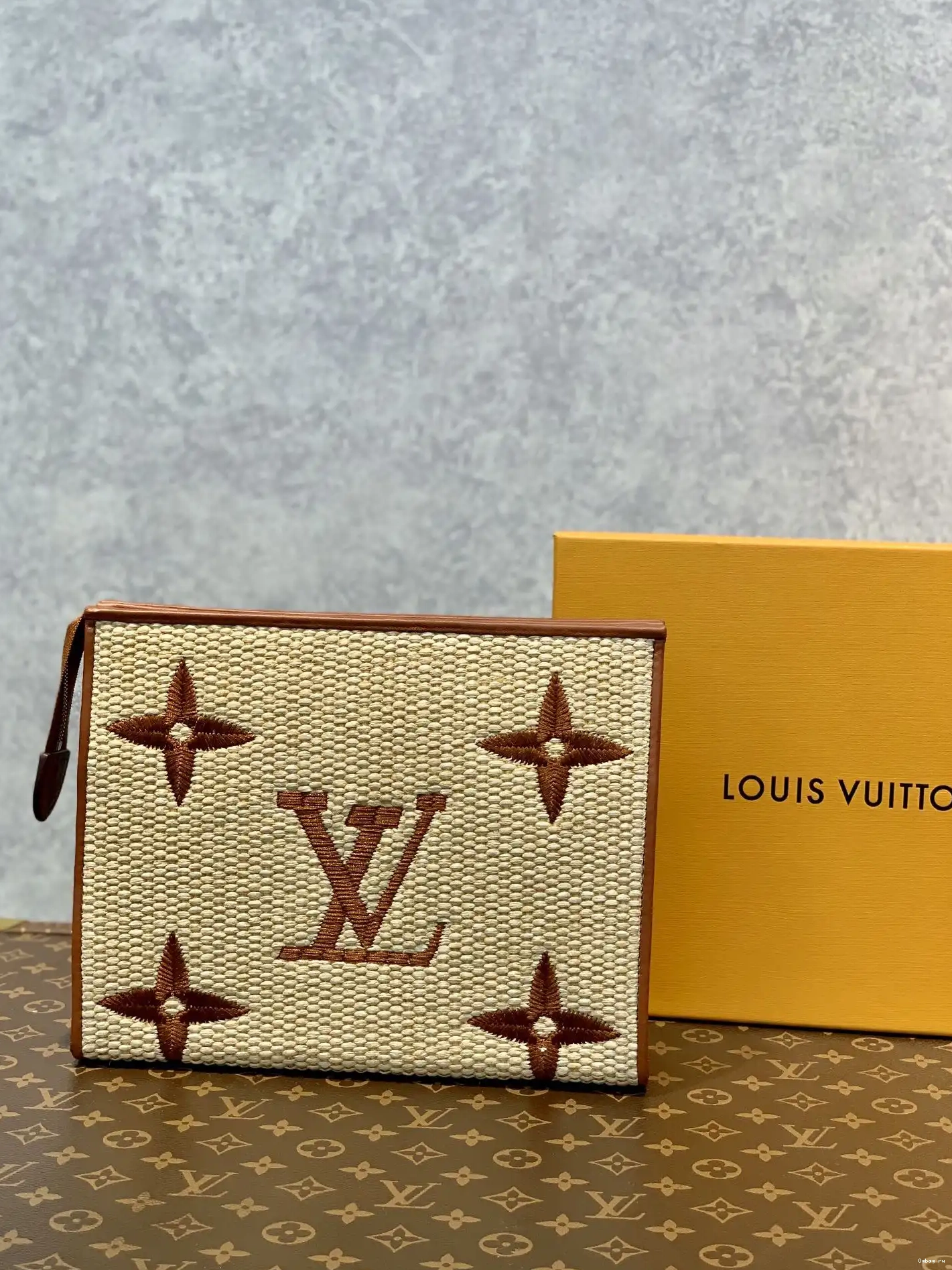 Pouch Toiletry Monogram LOUIS Raffia VUITTON 0212